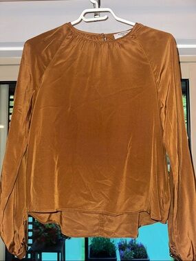Babaton Satin Joel Blouse Long-Sleeve Blouse in Cigar